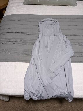 Athleta Light Gray Hooded Lounge Cardigan